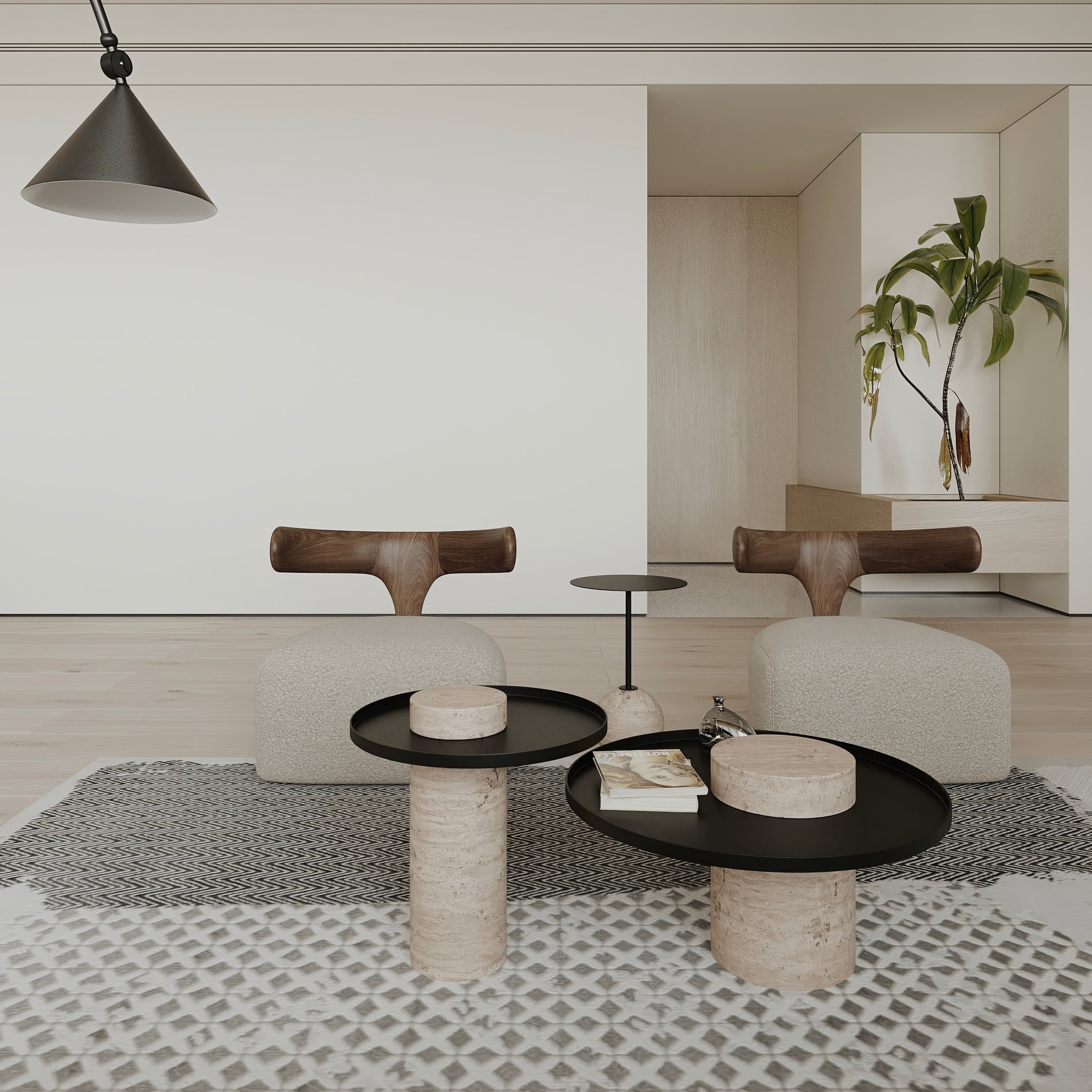 Blanco Side Table - Travertine