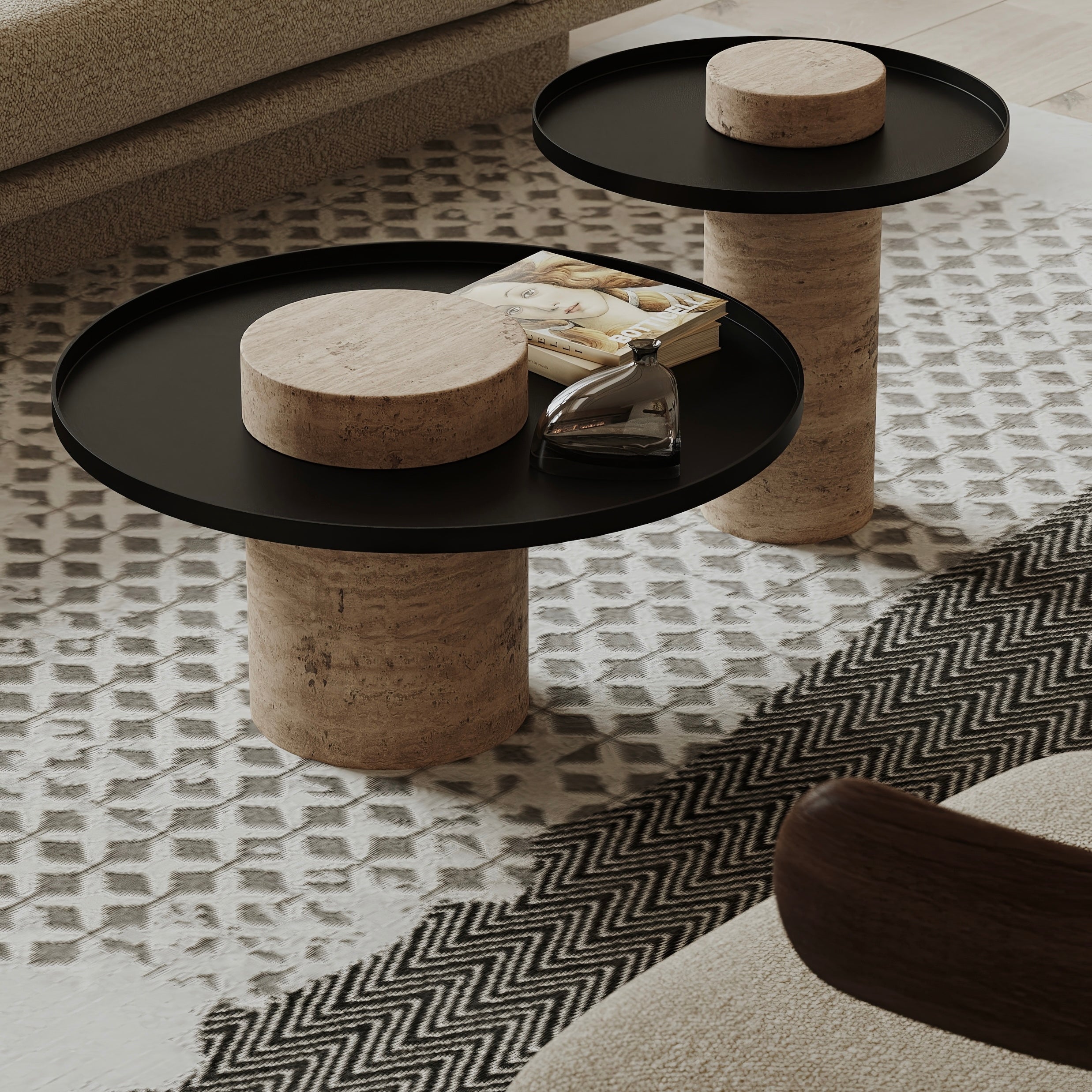 Blanco Side Table - Travertine