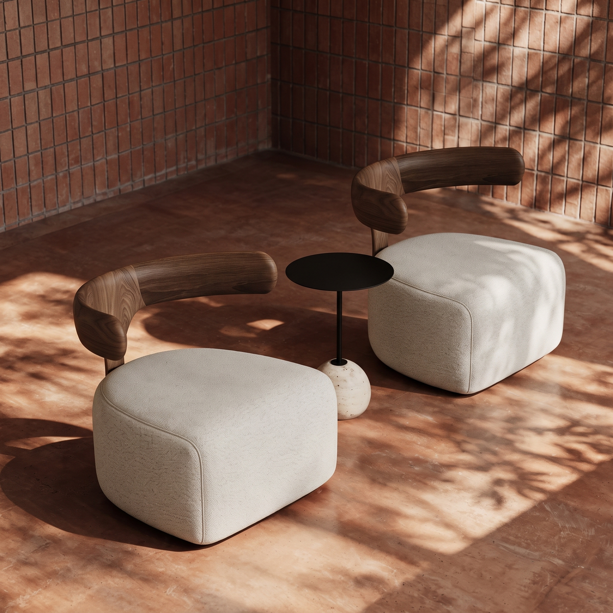 Whale Beige lounge chair, side view